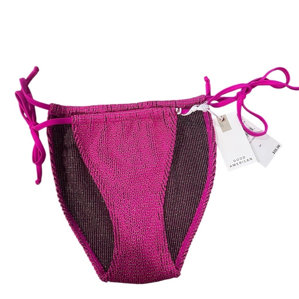 Good American Swim Always Fits Tiny Ties Metallic Bikini Bottoms